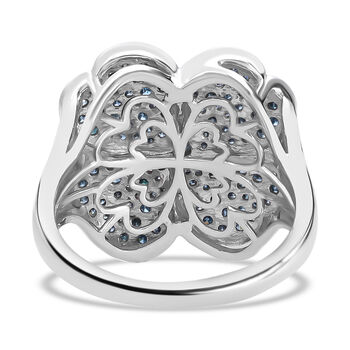 Blauer Diamant Ring, 925 Silber platiniert (Gr&ouml;&szlig;e 21.00) ca. 1.00 ct