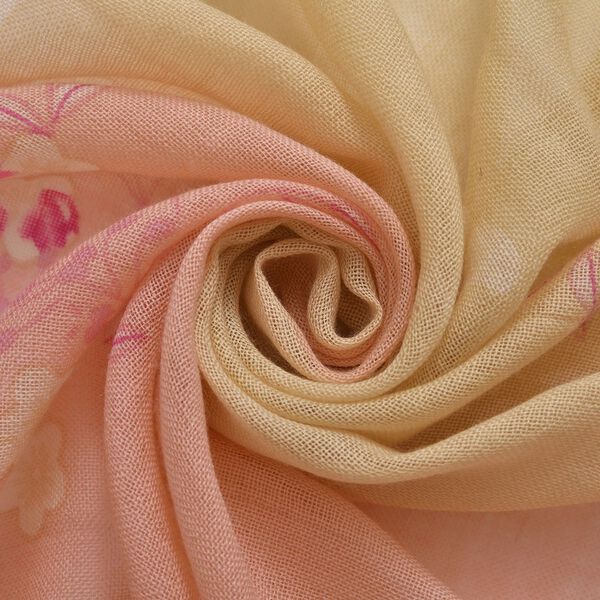 100% Merino Wollschal mit Quasten, rosa Blumenmuster image number 7