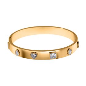 Designer Inspiriert Zirkonia Edelstahl Armreif ca. 20 cm, Goldfarben