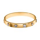 Designer Inspiriert Zirkonia Edelstahl Armreif ca. 20 cm, Goldfarben