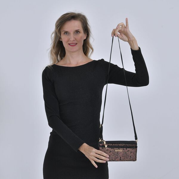 Stylische Sling Crossbody Tasche mit Rosenmuster, Ros&eacute;gold image number 8