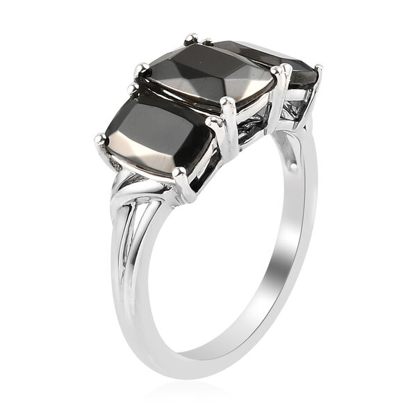 3er-Set Elite Shungit 3 Stein Ring, Ohrstecker und Anhänger 925 Silber platiniert ca. 5,71 ct image number 4