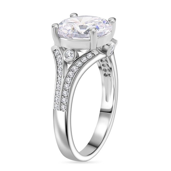 Weißer Zirkonia Ring Nickelfreies Messing rhodiniert (Größe 21.00) image number 4