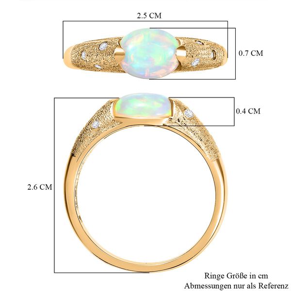 AA Nat&uuml;rlicher, &auml;thiopischer Welo Opal, Moissanit Ring 925 Silber 750 Gelbgold Vermeil (Gr&ouml;&szlig;e 18.00) ca. 1,35 ct image number 7