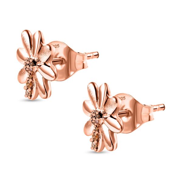 GP Italian Garden Kollektion - Champagner Diamant und Kanchanaburi blaue Saphir Ohrringe, 925 Silber 750 Roségold Vermeil - 0,14 ct. image number 4