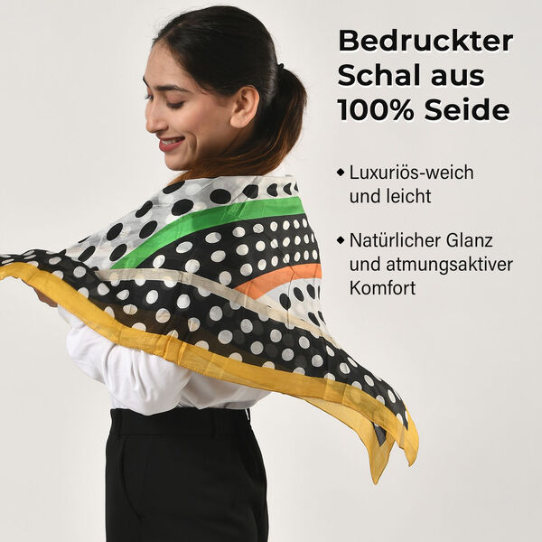 Geschmeidiger, luxuri&ouml;ser 100% Seidenschal, 100 x 100 cm, Schwarz image number 2