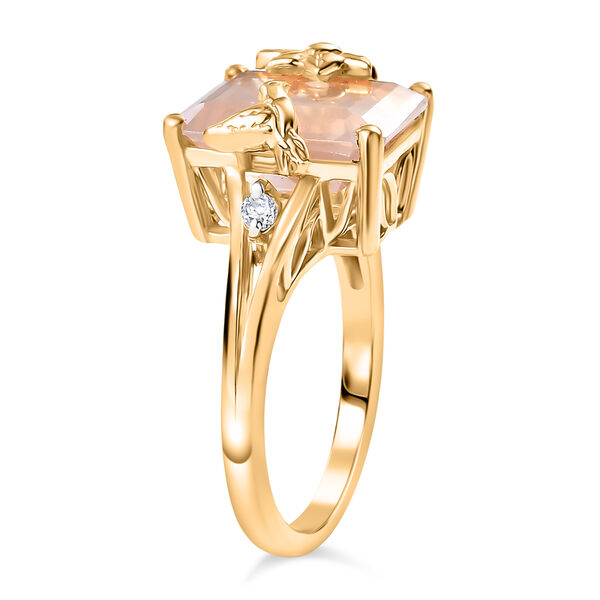 GP Trionfo Kollektion - Rosenquarz, Wei&szlig;er Zirkon Ring 925 Silber 750 Gelbgold Vermeil (Gr&ouml;&szlig;e 21.00) ca. 5.86 ct image number 6