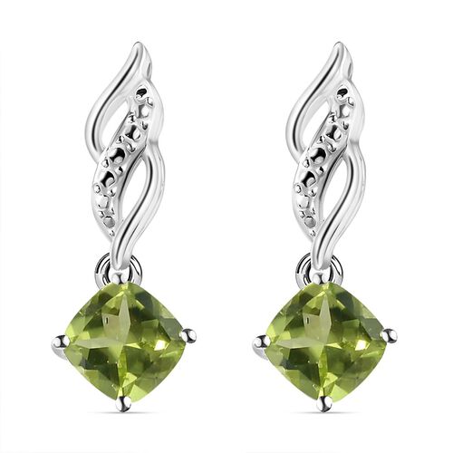 Natürliche Peridot-Solitär-Ohrhänger in Silber, 1,20 ct. image number 0