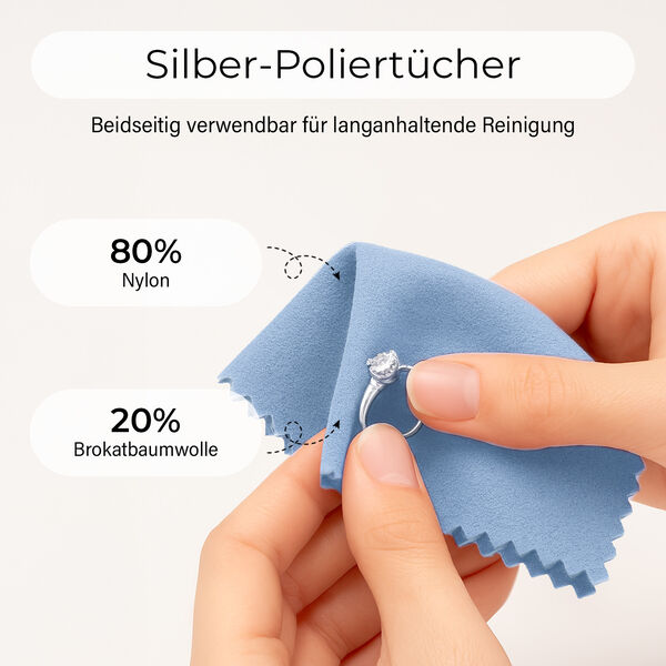 Samt Schmuckbox mit 5 Silberputztüchern, 20x15x5cm, Blau image number 5