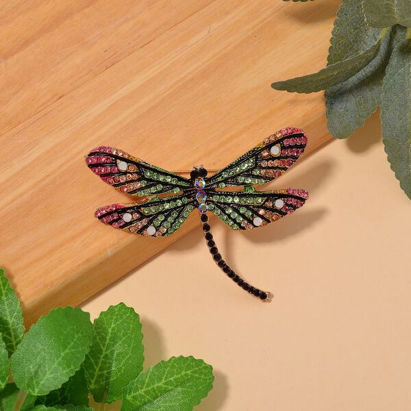 Mehrfarbiger Kristall Brosche Std Gelb image number 2