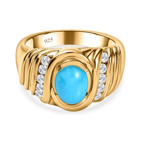 Amerikanischer natürlicher Sleeping Beauty Türkis und Zirkon-Ring - 1,36 ct.