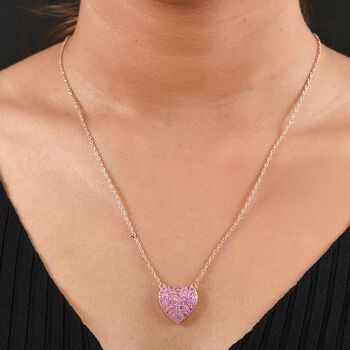 AAA Rosa Saphir Halskette ca. 45 cm 925 Silber Ros&eacute;gold Vermeil ca. 1.79 ct