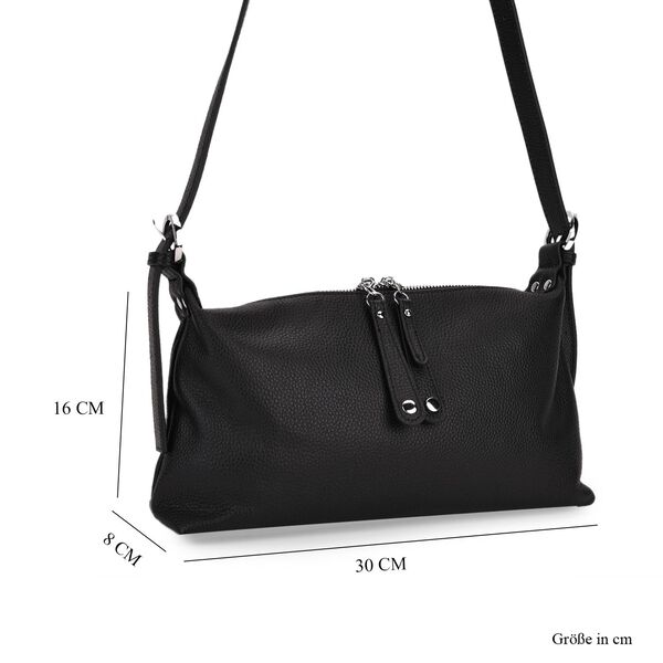 Crossbody-Bag aus Echtleder im Soft-Design, 30x8x16 cm, Schwarz image number 8