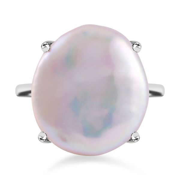 15-17mm wei&szlig;er Keshi Perlen Cocktail-Ring