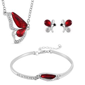 Roter Kristall Schmuckset  Legierung