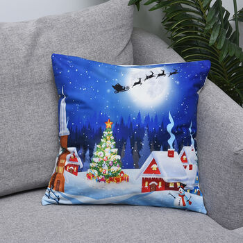 WeihnachtsKissen mit F&uuml;llung und LED licht, Gr&ouml;&szlig;e 45x45 cm, Weinachtsmond