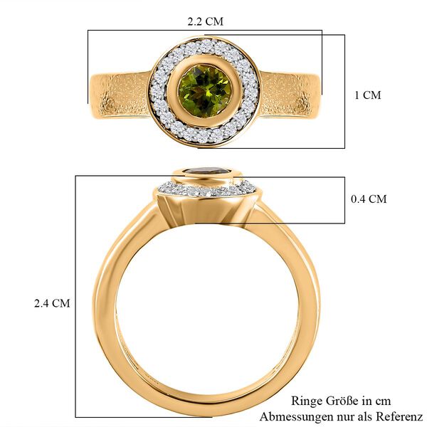 Natürlicher AA Calabar-Turmalin, Weißer Zirkon Ring, 925 Silber Gelbgold Vermeil (Größe 21.00) ca. 0.84 ct image number 7