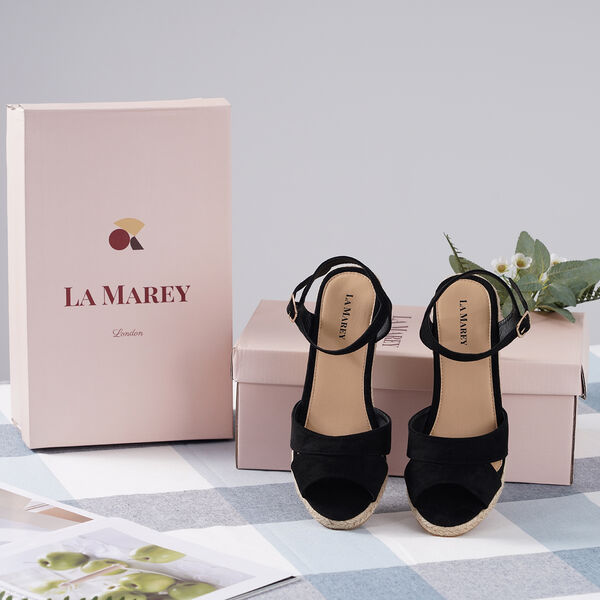 LA MAREY: Espadrilles mit Keilabsatz, Schwarz image number 3