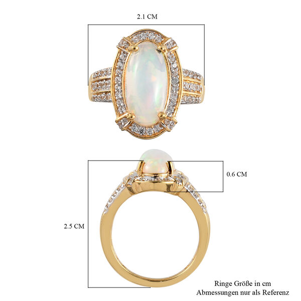 Natürlicher, äthiopischer Opal und Zirkon-Ring, 925 Silber Gelbgold Vermeil  ca. 2,90 ct image number 7