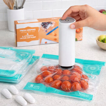 &nbsp;Mini Handvakuumierer mit 10 Vakuumbeuteln, zur Aufbewahrung von Lebensmitteln