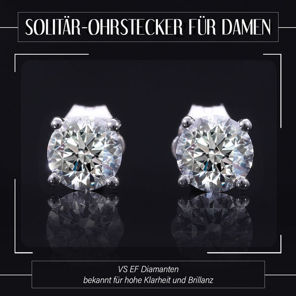 LUXURIANT SGL zertifizierte VS-EF Labor Diamant Ohrringe in 585 Wei&szlig;gold - 1 ct. image number 8