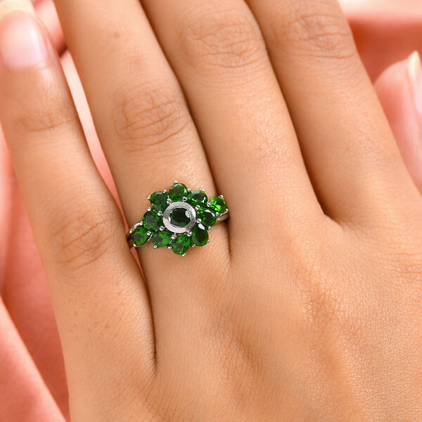 Nat&uuml;rlicher Chromdiopsid Ring 925 Silber platiniert  ca. 2,16 ct image number 3