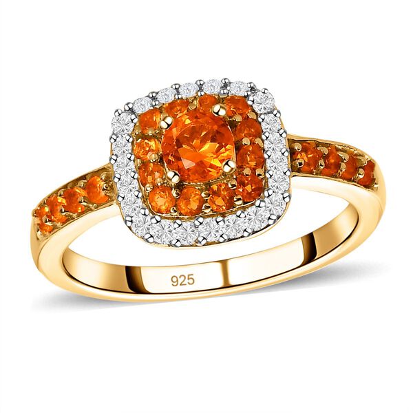 Salamanca Feueropal Ring, 925 Silber vergoldet (Gr&ouml;&szlig;e 17.00) ca. 0.67 ct image number 4