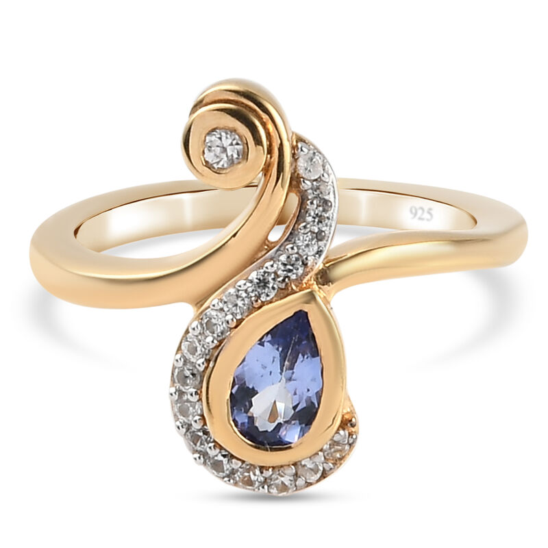 Tansanit und Zirkon Ring 925 Silber vergoldet  ca. 0,65 ct image number 0