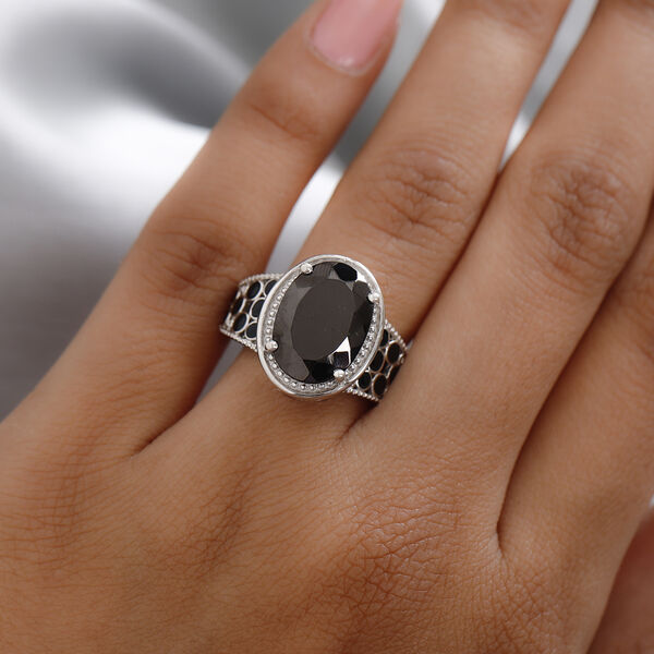 Elite Shungit Ring 925 Silber platiniert  ca. 3,63 ct image number 3