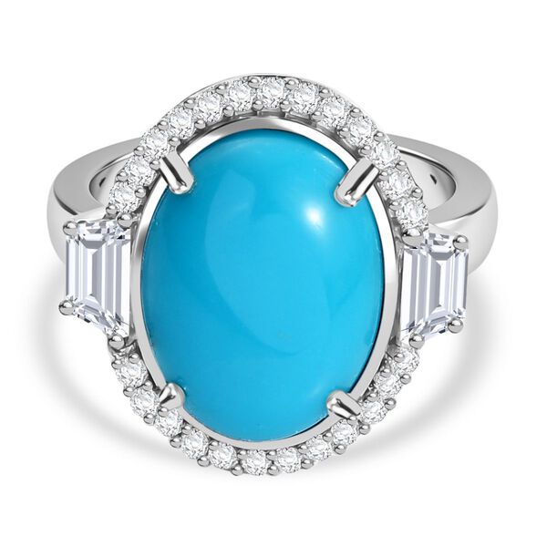 AA Amerikanischer, nat&uuml;rlicher Sleeping Beauty T&uuml;rkis und Zirkon-Ring - 8,35 ct. image number 0