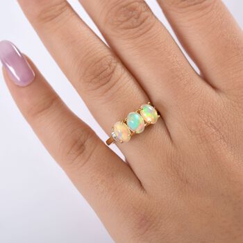AA Nat&uuml;rlicher, &auml;thiopischer Welo Opal und Diamant Ring - 1,63 ct.