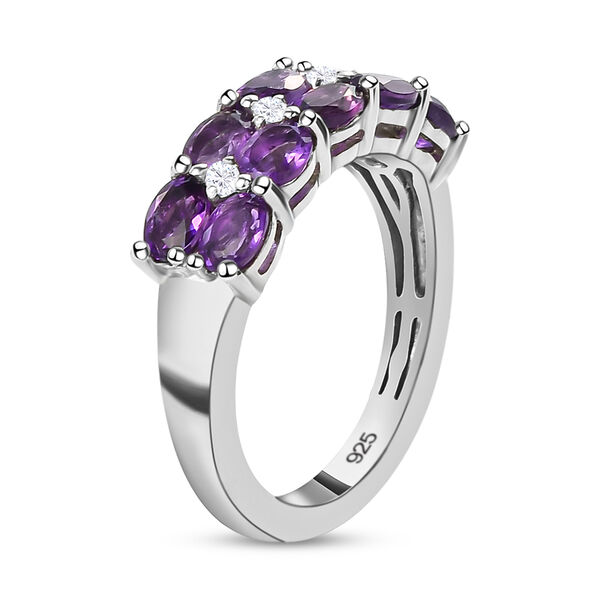 Nat&uuml;rlicher, marokkanischer Amethyst und wei&szlig;er Zirkon-Ring, 925 Silber platiniert  ca. 1,61 ct image number 5