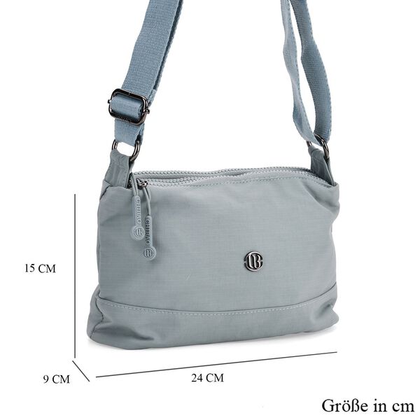 Nylon Crossbody Tasche mit Reißverschlussfächern, verstellbarem Schulterriemen, Blau image number 7