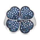 Blauer Diamant Ring, 925 Silber platiniert (Größe 21.00) ca. 1.00 ct