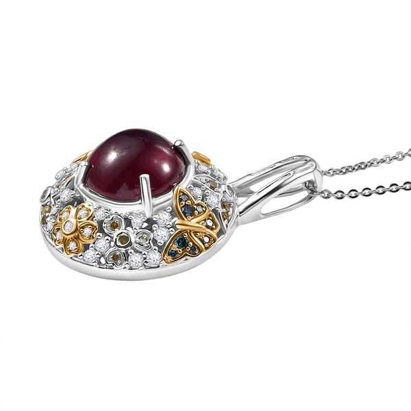 GP Italian Garden Kollektion - AA Afrikanischer Rubin, Multi-Diamant und Kanchanaburi blauer Saphir zweifarbiger Anh&auml;nger mit 45cm Kette - 9,71 ct. image number 5