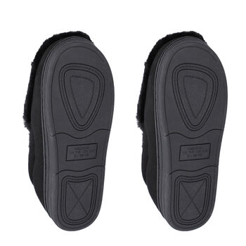 Kuschelige, warme Kunstfell Hausschuhe mit gepolsterter Sohle, Gr&ouml;&szlig;e 36-37, Schwarz