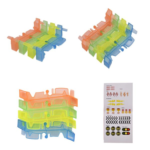 Flexibler, Eisenbahn mit leuchtendem Wagen, 162-teiliges Set image number 6