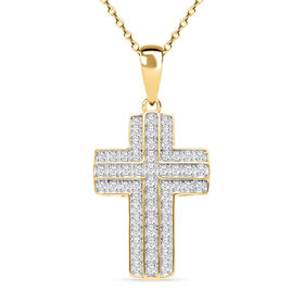Diamant Kreuz Anhänger mit 45cm Kette - 0,33 ct.