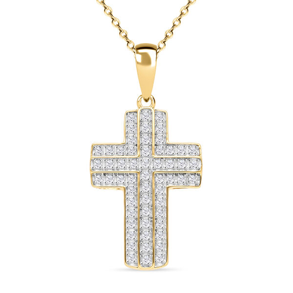 Diamant Kreuz Anh&auml;nger mit 45cm Kette - 0,33 ct.