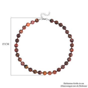 Leopard Jaspis Halskette ca. 45 cm Reiner Edelstahl ca. 230,55 ct.