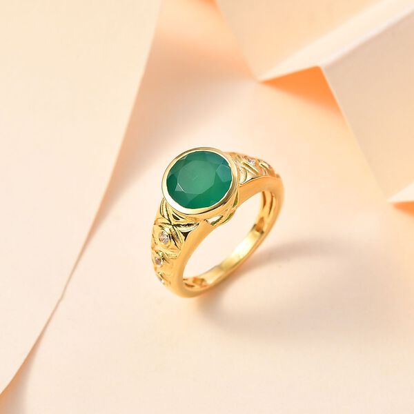 Verde Onyx und Zirkon Ring - 2,94 ct. image number 1