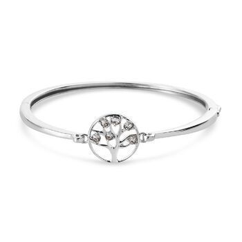 LUSTRO STELLA - &ouml;sterreichischer wei&szlig;er Kristall-Armreif, 19 cm lang, Messing ca. 0,49 ct