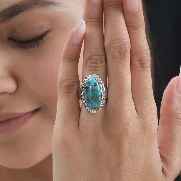 Blauer T&uuml;rkis Ring, Edelstahl (Gr&ouml;&szlig;e 17.00) ca. 12.15 ct image number 3