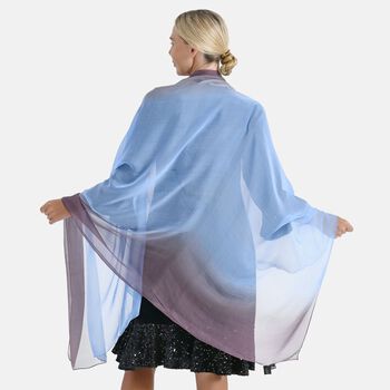 LA MAREY Signature Seidenschal aus 100% Maulbeerseide, 110 x 180 cm, Blau Grau