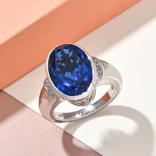 Ceylonfarbener Quarz und Zirkon-Ring, 925 Silber platiniert - 6,57 ct.&nbsp; image number 2