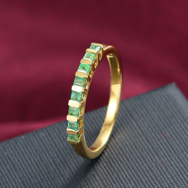 Kagem sambischer Smaragd Ring, 925 Silber 750 Gelbgold Vermeil - 0,39 ct. image number 1