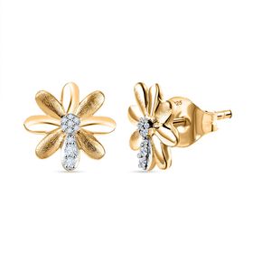 GP Italian Garden Kollektion - Weiße Diamant und Kanchanaburi blaue Saphir Ohrringe, 925 Silber 750 Gelbgold Vermeil - 0,14 ct.