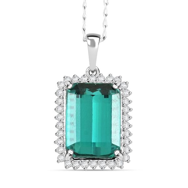 Rhapsody AAAA Pirineu Lagoon Tourmaline, Weißer Diamant Schmuckset 950 Platin ca. 8,15 ct. image number 0