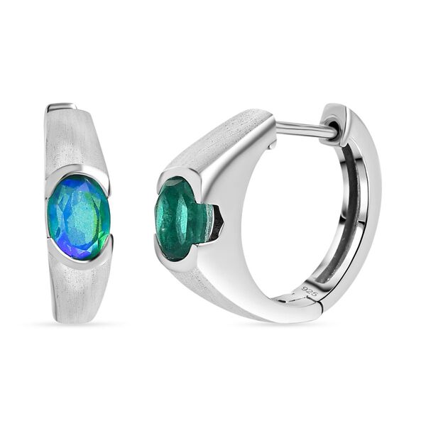 Pfau Quartz Triplette Ohrringe 925 Silber platiniert ca. 1,85 ct.