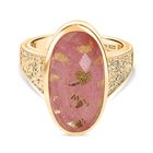 D’joy Blattgold-Quarz Ring 925 Silber 750 Gelbgold Vermeil (Größe 21.00) ca. 11,64 ct